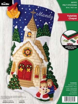 Bucilla Yuletide Chapel | Kit de media navideña de fieltro | 89797E