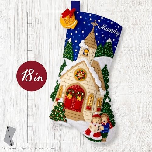bucilla-felt-applique-18-stocking-making-kit-yuletide-chapel-perfect-for-89797e-variant-01 Bucilla Yuletide Chapel | Felt Applique Christmas Stocking Kit | 89797E