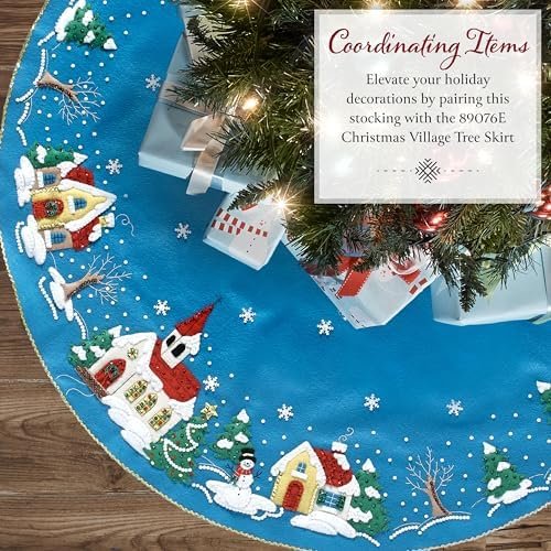 bucilla-felt-applique-18-stocking-making-kit-yuletide-chapel-perfect-for-89797e-variant-04 Bucilla Yuletide Chapel | Felt Applique Christmas Stocking Kit | 89797E