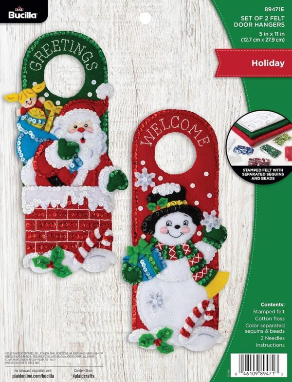 Bucilla Holiday | Felt Applique Door Hanger Kit | 89471E Bucilla Holiday | Felt Applique Door Hanger Kit | 89471E