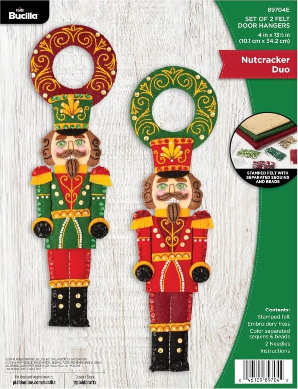 Bucilla Nutcracker Duo | Felt Applique Door Hanger Kit | 89704E