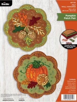 Bucilla Pumpkin Patch Pair | Felt Applique Wall Hanging Kit | 89712E