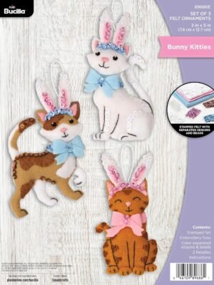 Bucilla Bunny Kitties | Felt Applique Ornament Kit | 89686E