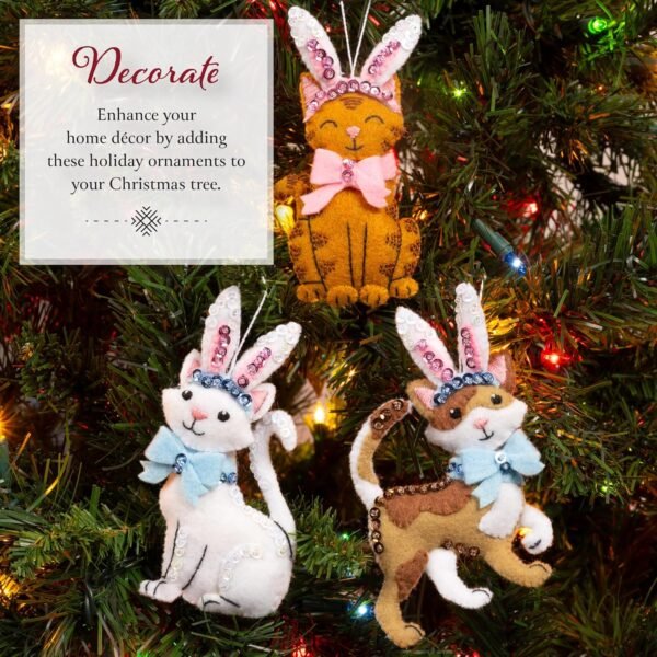Bucilla Bunny Kitties | Felt Applique Ornament Kit | 89686E