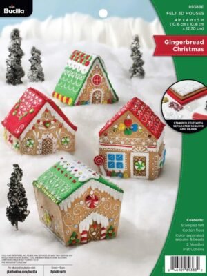 Bucilla Gingerbread Christmas | Felt Applique Ornament Kit | 89383E