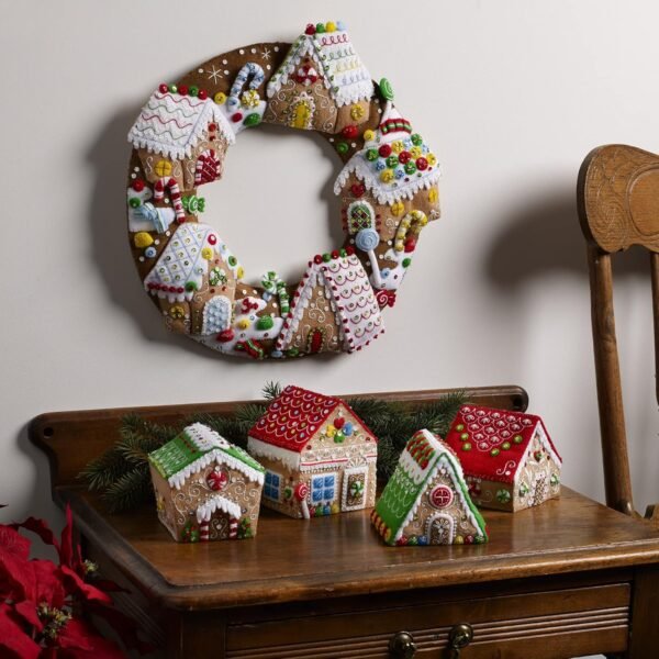 Bucilla Gingerbread Christmas | Felt Applique Ornament Kit | 89383E