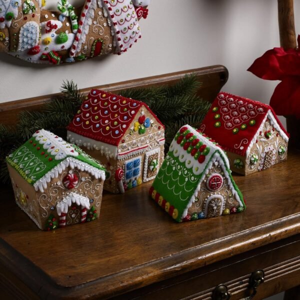Bucilla Gingerbread Christmas | Felt Applique Ornament Kit | 89383E
