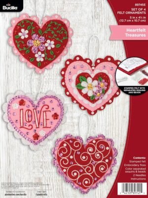 Bucilla Heartfelt Treasures | Felt Applique Ornament Kit | 89745E