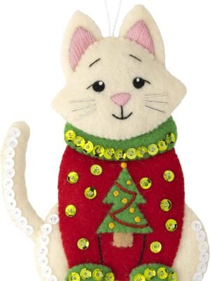 Bucilla Cats in Ugly Sweaters | Felt Applique Ornament Kit | 89381E