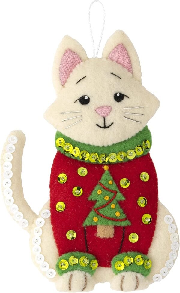 Bucilla Cats in Ugly Sweaters | Felt Applique Ornament Kit | 89381E