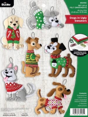 Bucilla Dogs in Ugly Sweaters | Felt Applique Ornament Kit | 89295E