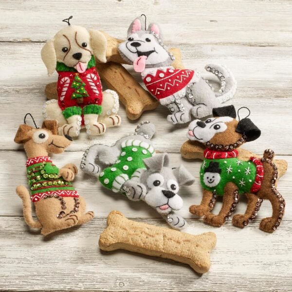 Bucilla Dogs in Ugly Sweaters | Felt Applique Ornament Kit | 89295E