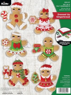 Bucilla Dressed Up Gingerbread | Felt Applique Ornament Kit | 89644E