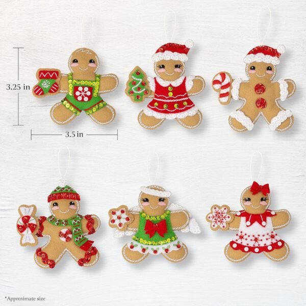 bucilla-felt-applique-6-piece-ornament-making-kit-dressed-up-gingerbread-89644e-variant-01 Bucilla Dressed Up Gingerbread | Felt Applique Ornament Kit | 89644E