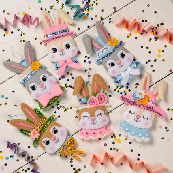bucilla-felt-applique-6-piece-ornament-making-kit-easter-bonnet-parade-p-89578e-variant-02 Bucilla Easter Bonnet Parade | Felt Applique Ornament Kit | 89578E