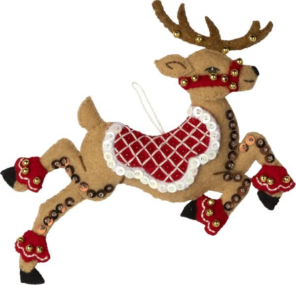 Bucilla Festive Reindeer | Felt Applique Ornament Kit | 89299E