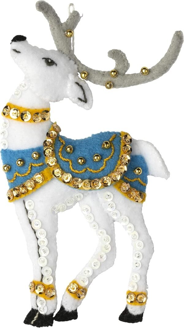 Bucilla Festive Reindeer | Felt Applique Ornament Kit | 89299E
