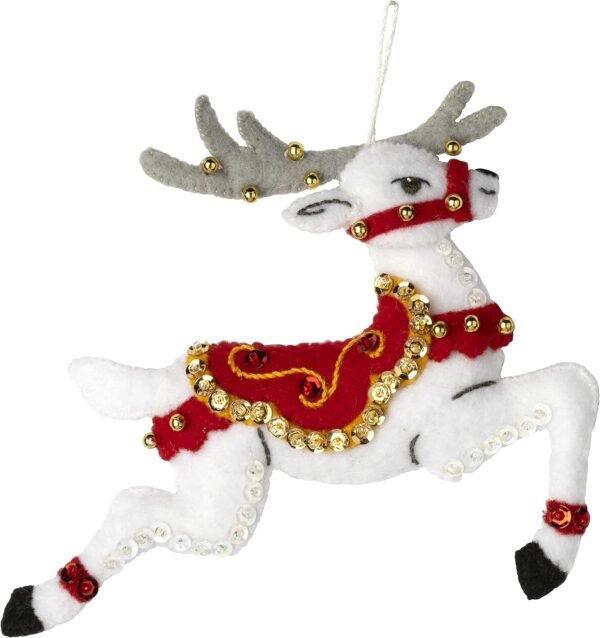 Bucilla Festive Reindeer | Felt Applique Ornament Kit | 89299E