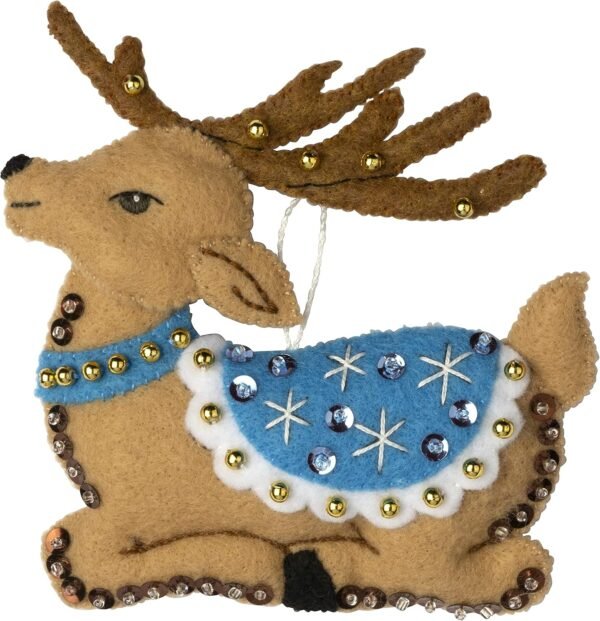 Bucilla Festive Reindeer | Felt Applique Ornament Kit | 89299E