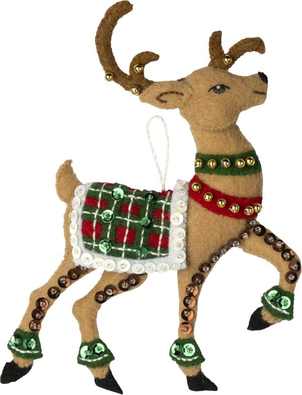 Bucilla Festive Reindeer | Felt Applique Ornament Kit | 89299E