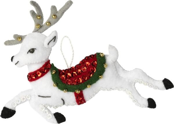Bucilla Festive Reindeer | Felt Applique Ornament Kit | 89299E