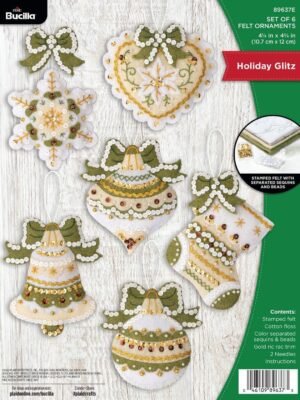 Bucilla Holiday Glitz | Felt Applique Ornament Kit | 89637E