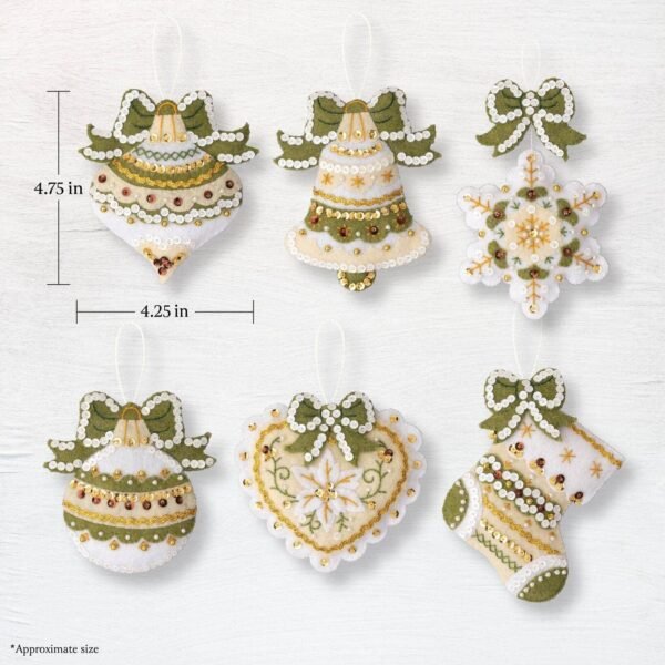 Bucilla Holiday Glitz | Felt Applique Ornament Kit | 89637E