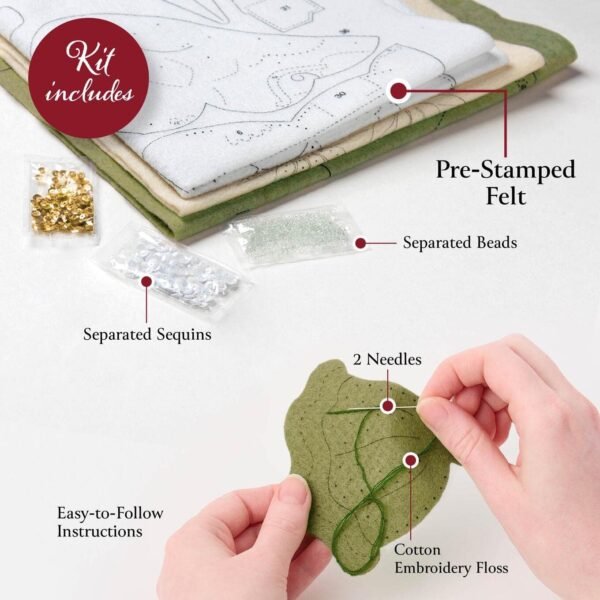 Bucilla Holiday Glitz | Felt Applique Ornament Kit | 89637E