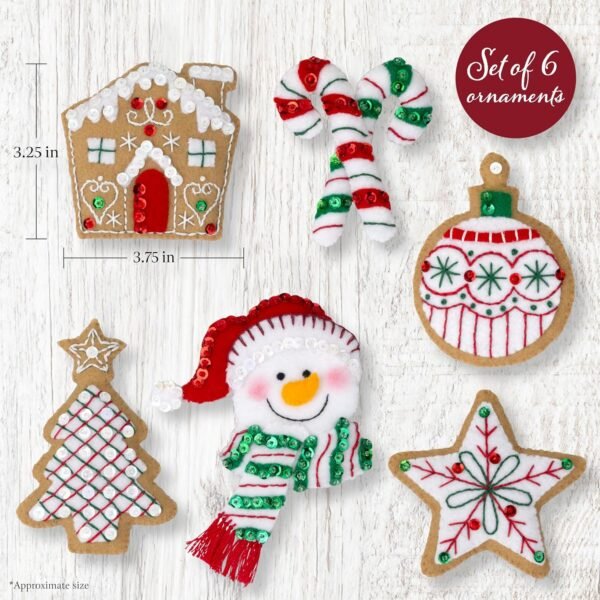 bucilla-felt-applique-6-piece-ornament-making-kit-jolly-gingerbread-snow-89783e-variant-01 Bucilla Jolly Gingerbread Snowman | Felt Applique Ornament Kit | 89783E