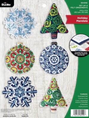 Bucilla Mandala Christmas | Felt Applique Ornament Kit | 89499E