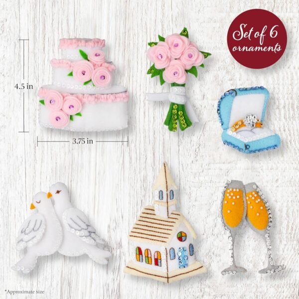 Bucilla Newlywed Keepsakes | Felt Applique Ornament Kit | 89780E