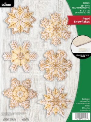 Bucilla Pearl Snowflakes | Felt Applique Ornament Kit | 89682E