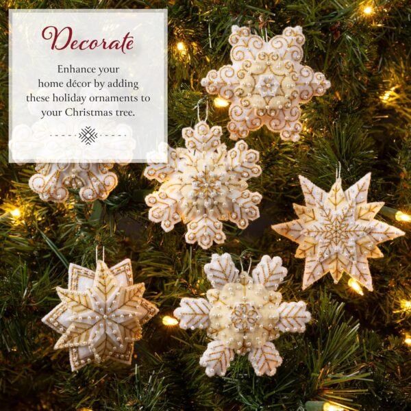 bucilla-felt-applique-6-piece-ornament-making-kit-pearl-snowflakes-perfe-89682e-variant-03 Bucilla Pearl Snowflakes | Felt Applique Ornament Kit | 89682E
