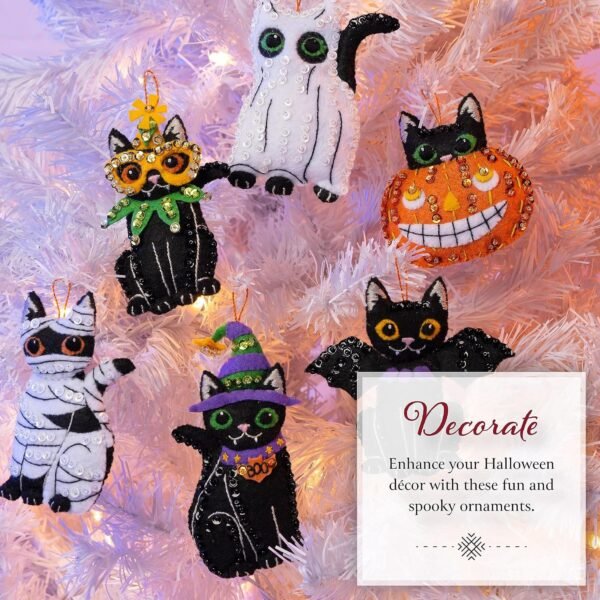 bucilla-felt-applique-6-piece-ornament-making-kit-purrfectly-spooky-perf-89649e-variant-03 Bucilla Purrfectly Spooky | Felt Applique Ornament Kit | 89649E