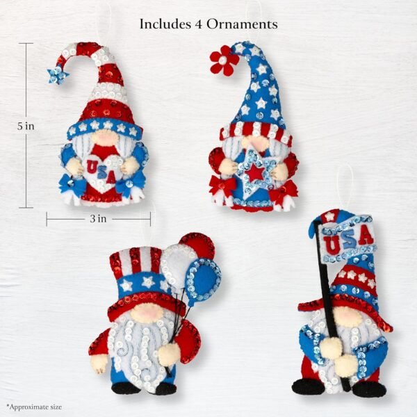 bucilla-felt-applique-6-piece-ornament-making-kit-red-white-blue-gnomes-89700e-variant-01 Bucilla Red White & Blue Gnomes | Felt Applique Ornament Kit | 89700E