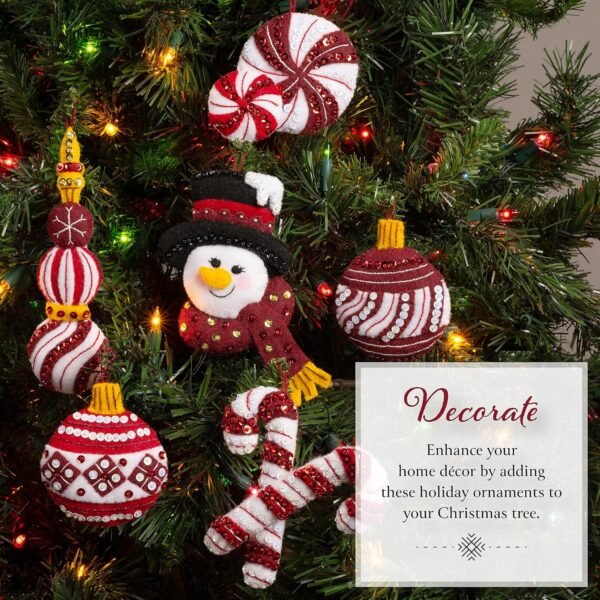 bucilla-felt-applique-6-piece-ornament-making-kit-snowman-s-peppermint-c-89659e-variant-03 Bucilla Snowman's Peppermint Collection | Felt Applique Ornament Kit | 89659E