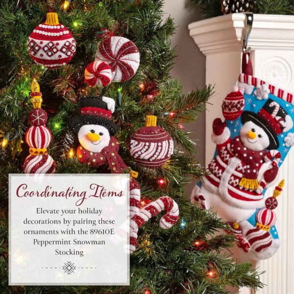 bucilla-felt-applique-6-piece-ornament-making-kit-snowman-s-peppermint-c-89659e-variant-05 Bucilla Snowman's Peppermint Collection | Felt Applique Ornament Kit | 89659E