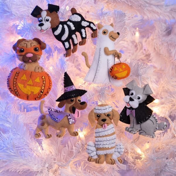 Bucilla Trick or Treat Puppies | Felt Applique Ornament Kit | 89515E