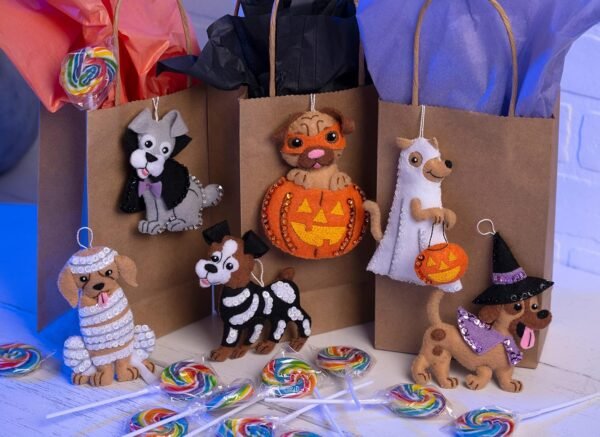 Bucilla Trick or Treat Puppies | Felt Applique Ornament Kit | 89515E