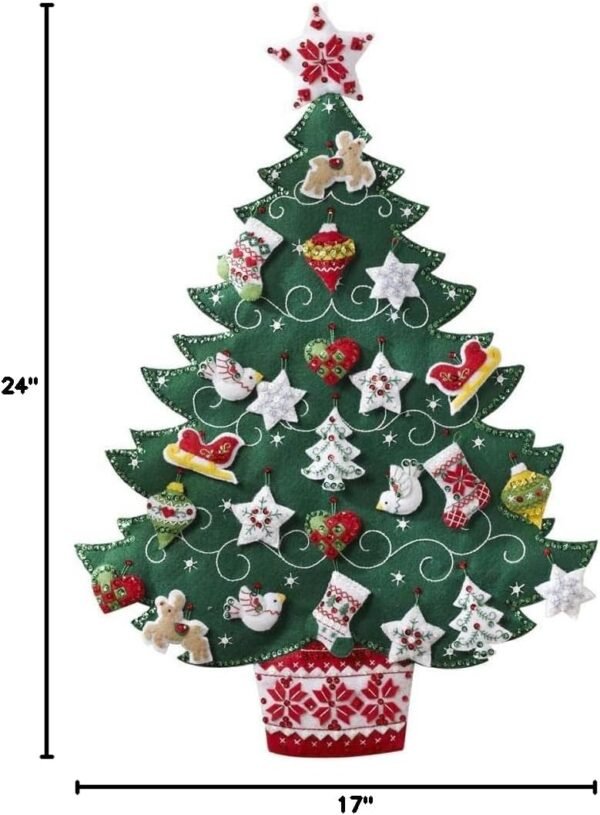 Bucilla Felt Applique Advent Calendar Nordic Tree Green | Felt Applique Advent Calendar Kit | 86584