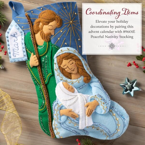 Bucilla Felt Applique Advent Calendar One Starry Night | Felt Applique Advent Calendar Kit | 89681E