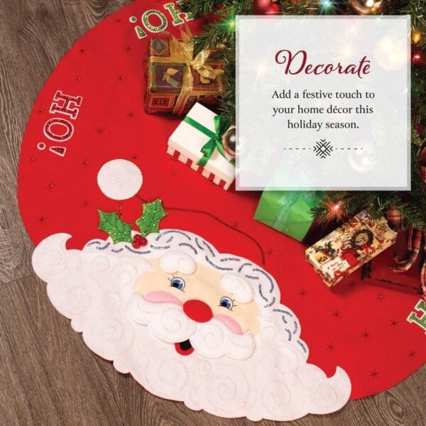 Bucilla Jolly Santa | Felt Applique Christmas Tree Skirt Kit | 89640E