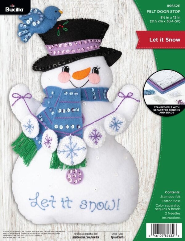 Bucilla Let It Snow | Felt Applique Door Stop Kit | 89632E