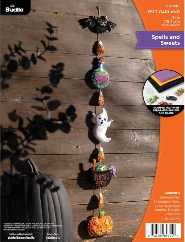 Bucilla Spells and Sweets | Felt Applique Garland Kit | 89794E