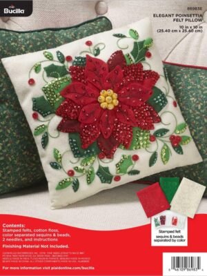 Bucilla Elegant Poinsettia | Felt Applique Pillow Kit | 86983E