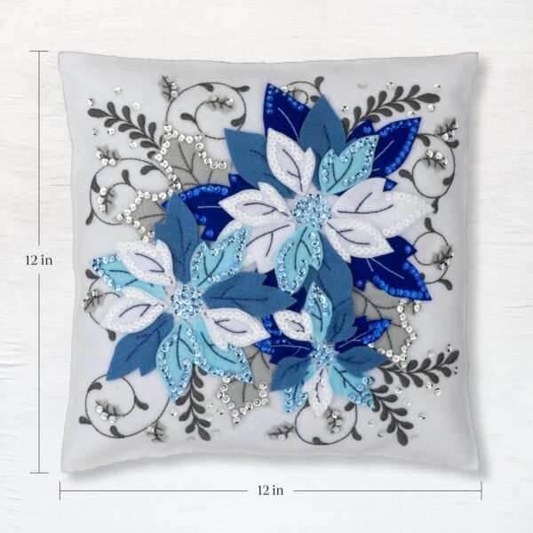 Bucilla Winter Blue Poinsettia | Felt Applique Pillow Kit | 89764E Bucilla Winter Blue Poinsettia | Felt Applique Pillow Kit | 89764E