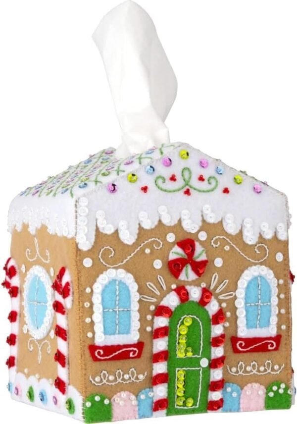 Bucilla Gingerbread Cottage | Felt Applique Tissue Box Cover Kit | 89781E Bucilla Gingerbread Cottage | Felt Applique Tissue Box Cover Kit | 89781E