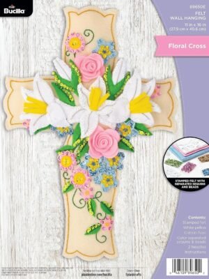 Bucilla Floral Cross | Felt Applique Wall Hanging Kit | 89650E