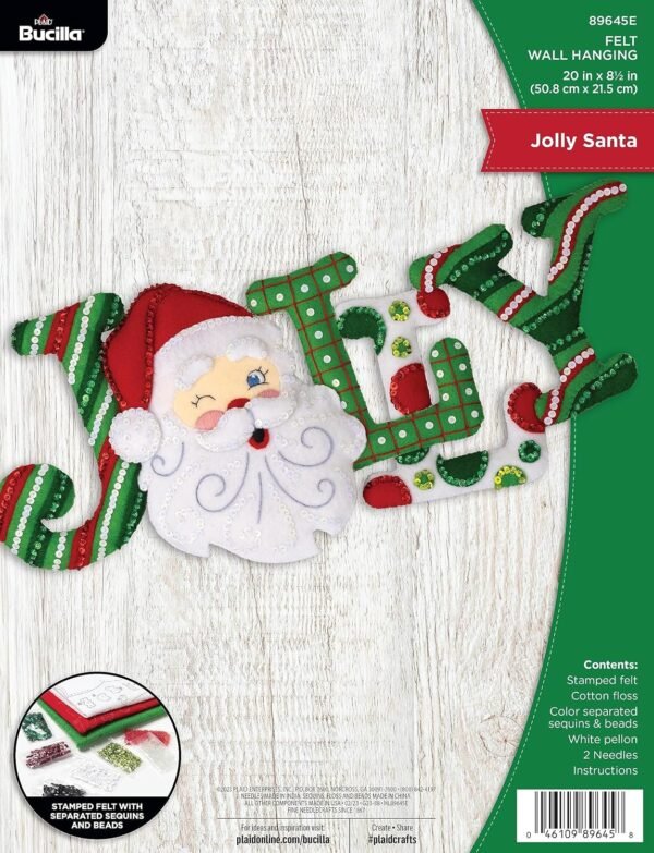 Bucilla Jolly Santa | Felt Applique Wall Hanging Kit | 89645E