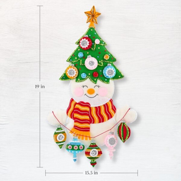 Bucilla Treetop Snowman | Felt Applique Wall Hanging Kit | 89788E